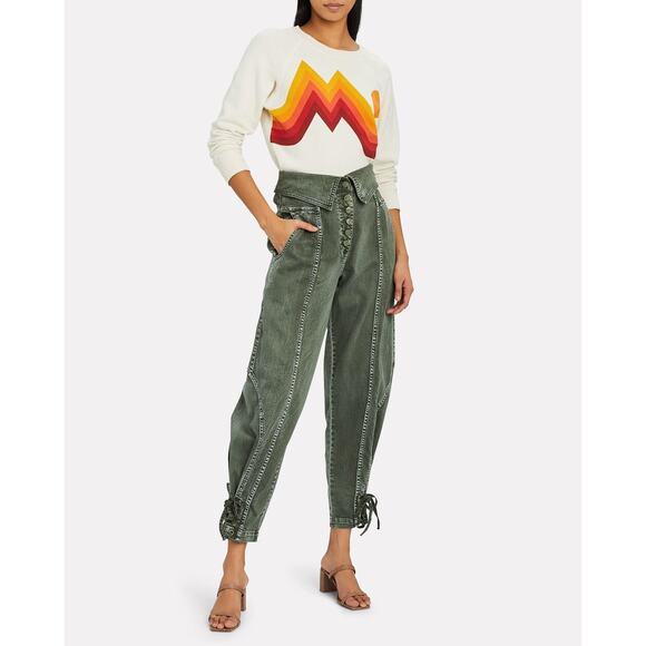 Ulla Johnson Kingston Army Green High Rise Pegged Crop Jeans size 2 - Picture 12 of 13